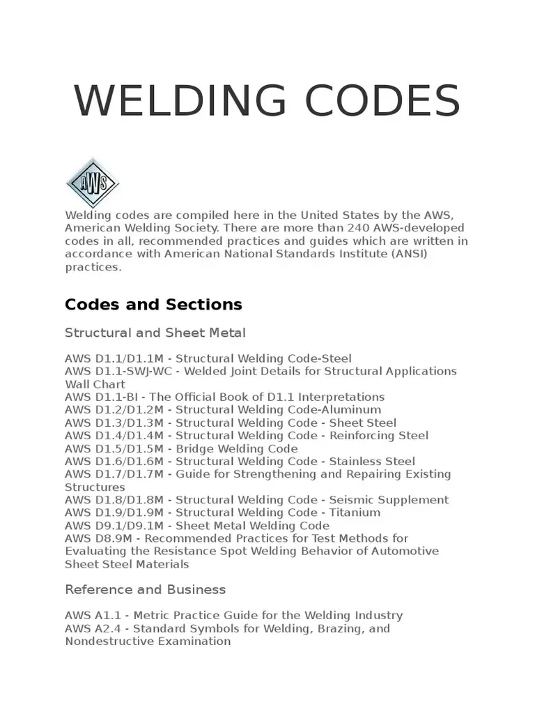 welding codes